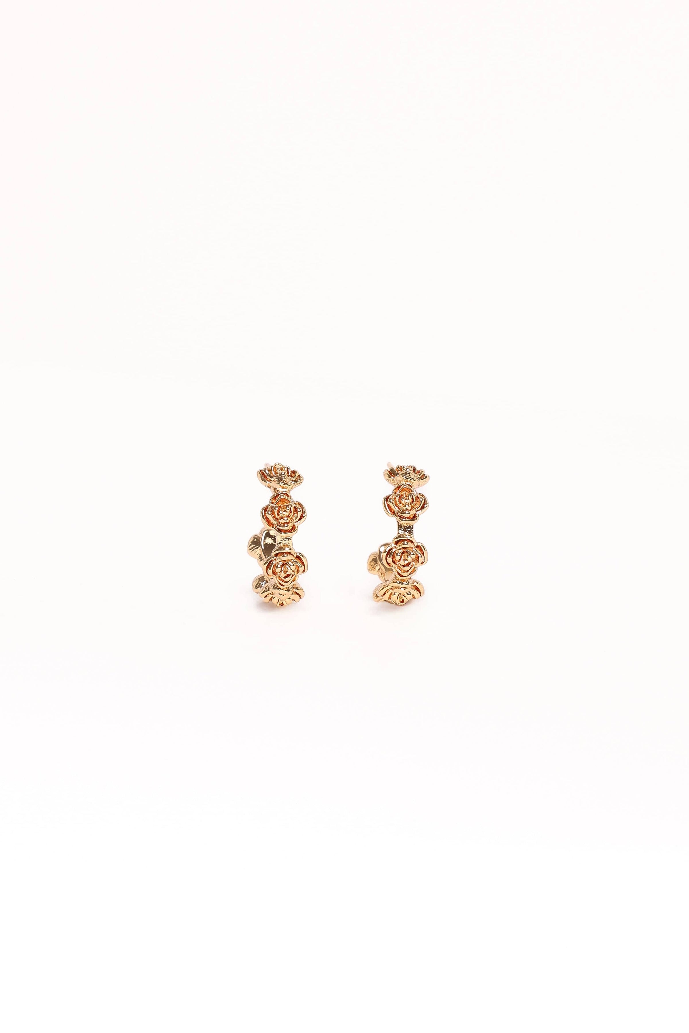 Petal and Pup USA ACCESSORIES Jennie Flower Earrings - Gold One Size