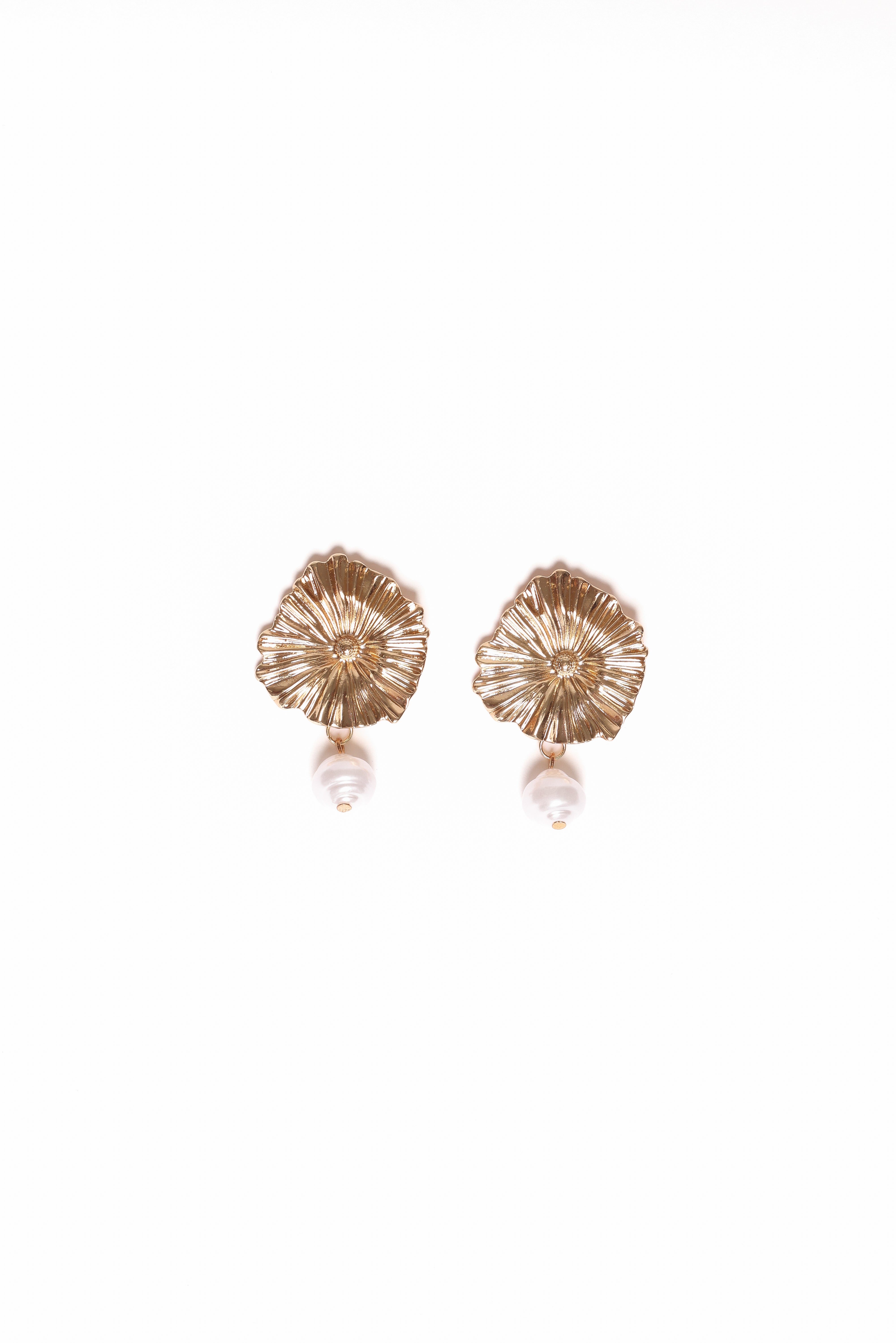 Petal and Pup USA ACCESSORIES Jett Earrings - Gold/Pearl One Size