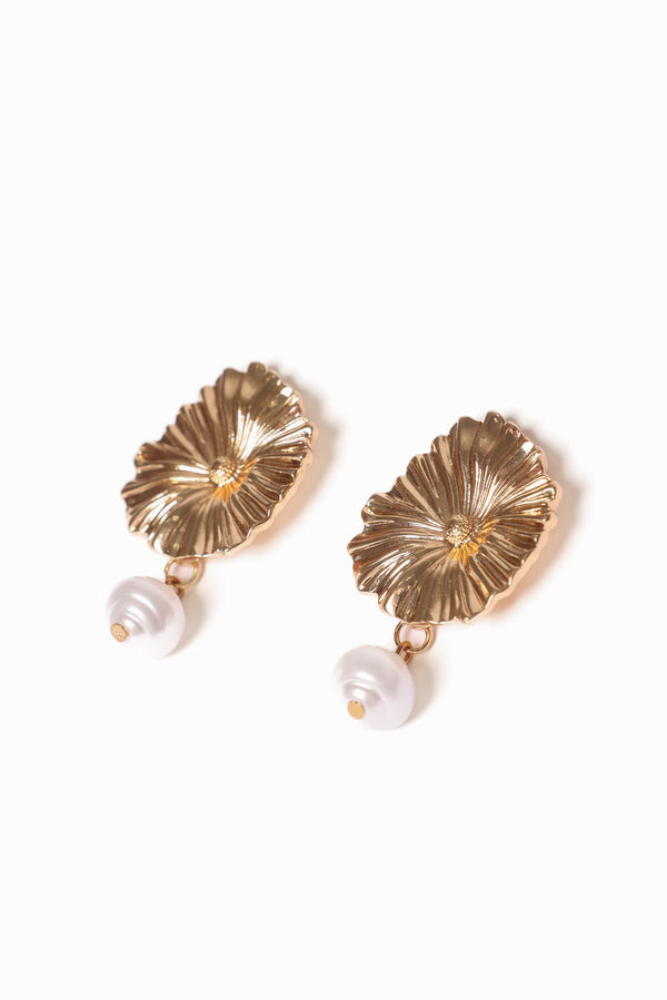 Petal and Pup USA ACCESSORIES Jett Earrings - Gold/Pearl One Size