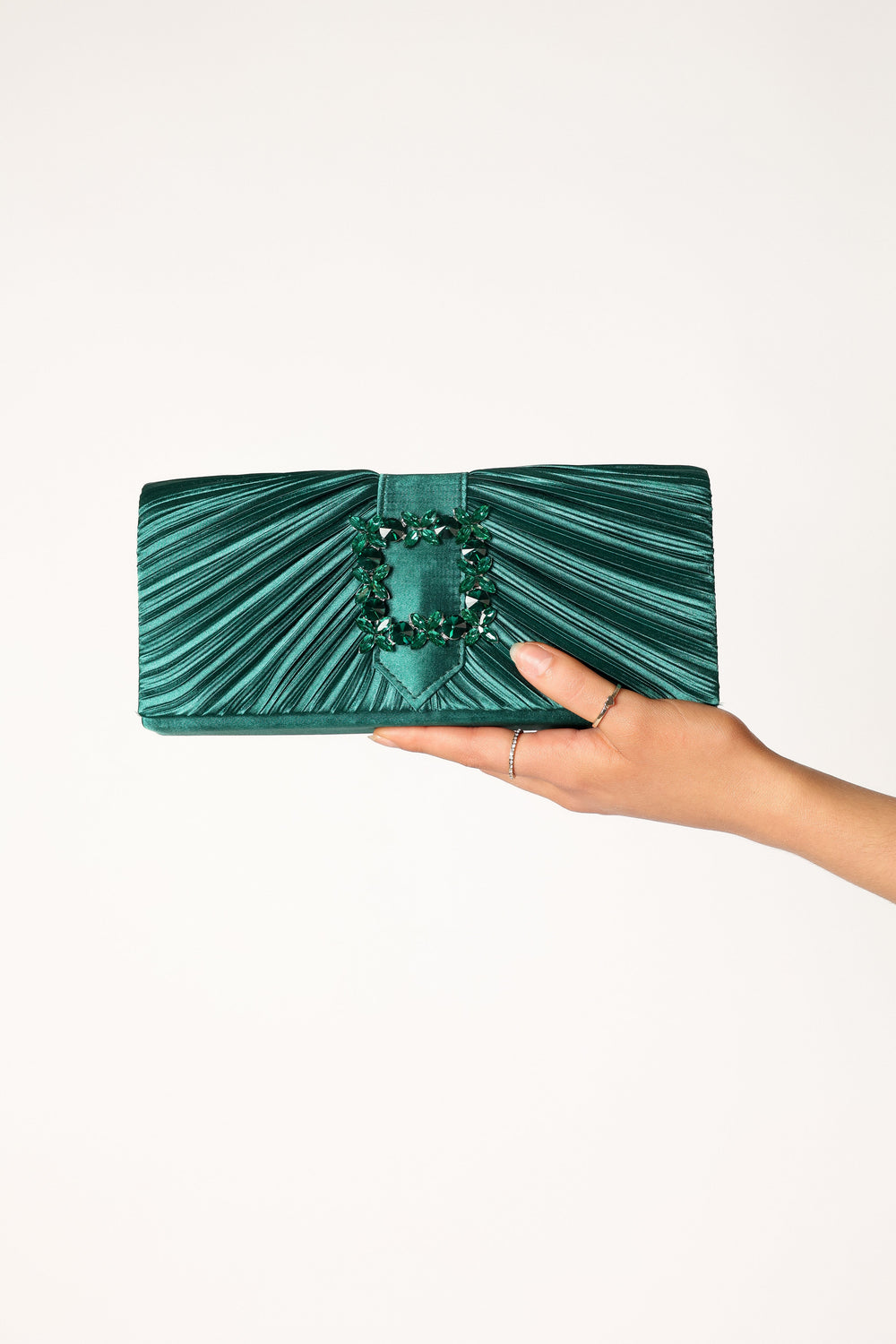 Petal and Pup USA ACCESSORIES Judah Pleated Clutch - Emerald One Size