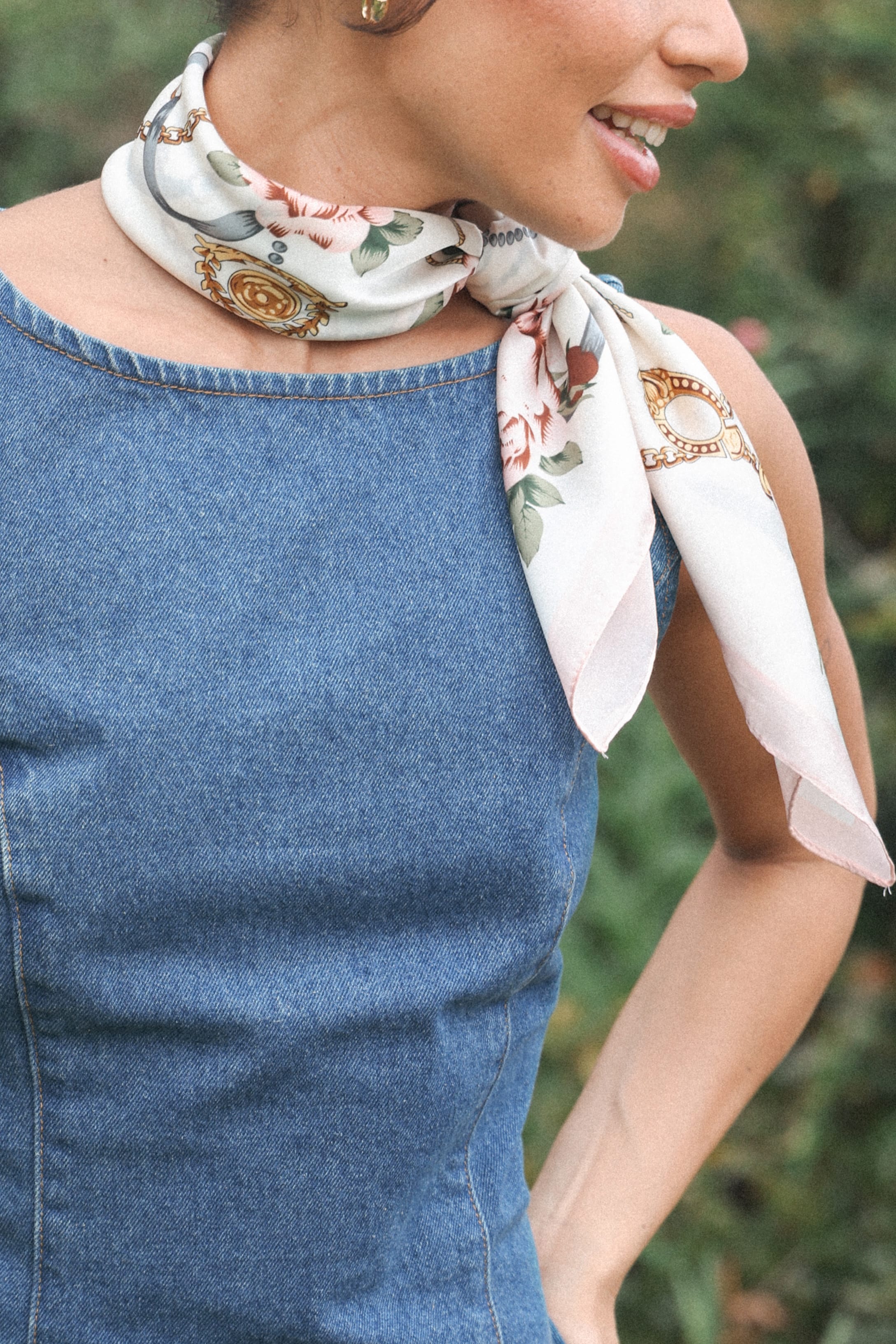 Petal and Pup USA ACCESSORIES Kennedy Hair Scarf - White Floral One Size