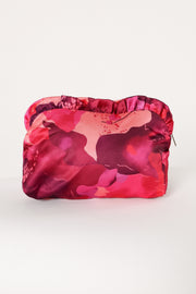 Petal and Pup USA ACCESSORIES Large Satin Floral Ruffle Pouch - Floral One Size