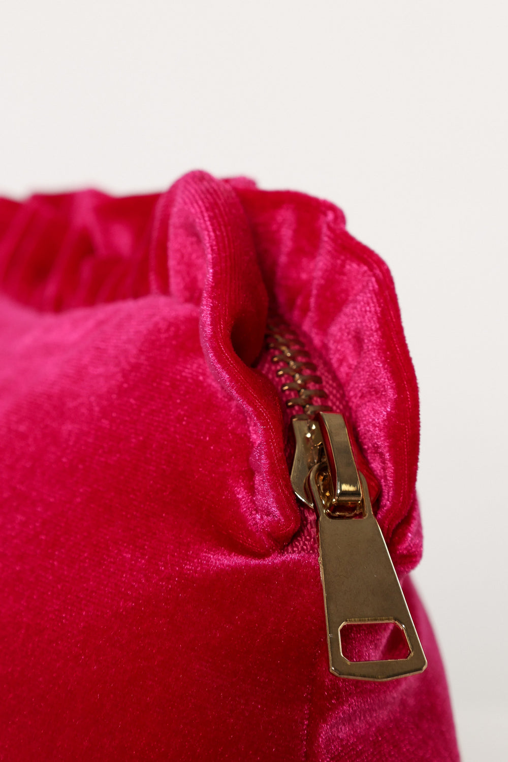 Petal and Pup USA ACCESSORIES Large Velvet Ruffle Pouch - Magenta One Size