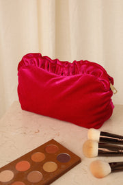 Petal and Pup USA ACCESSORIES Large Velvet Ruffle Pouch - Magenta One Size