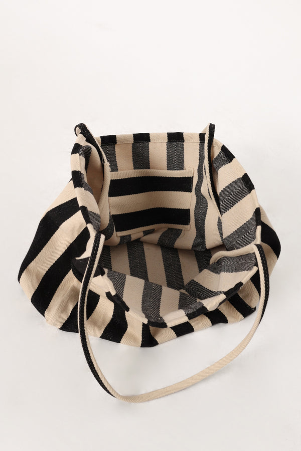 Petal and Pup USA ACCESSORIES Lydia Beach Bag - Black Stripe One Size