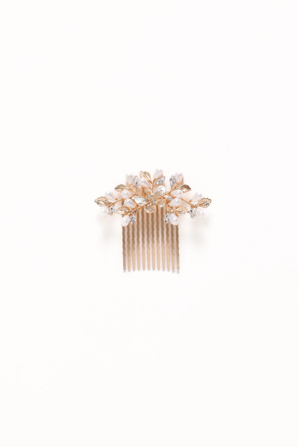 Petal and Pup USA ACCESSORIES Madelaine Hair Comb - Gold/Pearl One Size