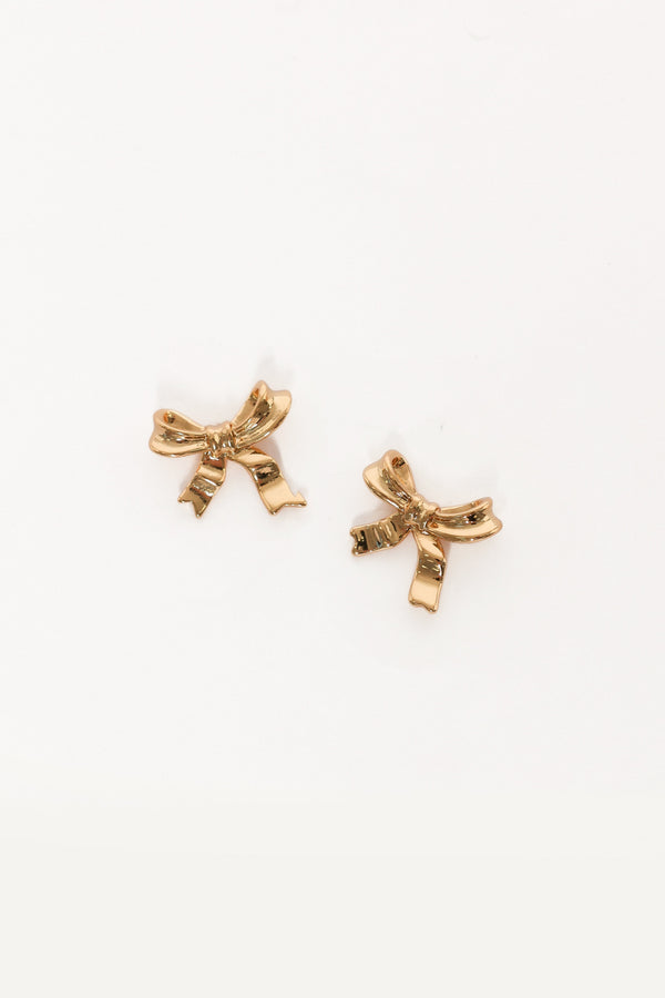 Petal and Pup USA ACCESSORIES Myra Bow Earrings - Gold One Size
