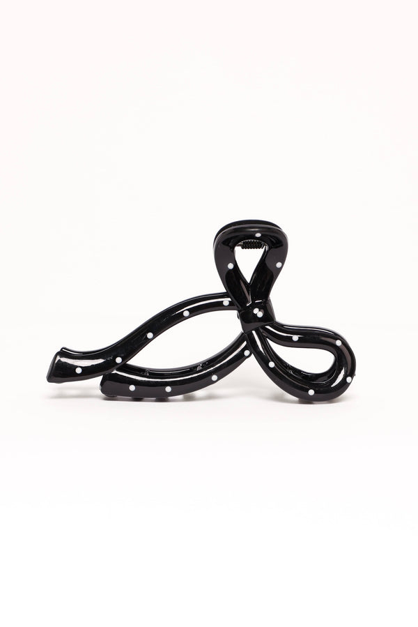 Petal and Pup USA ACCESSORIES Nova Hair Clip - Black Polka Dot One Size