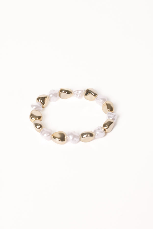 Petal and Pup USA ACCESSORIES Phoenix Bracelet - Gold/Pearl One Size