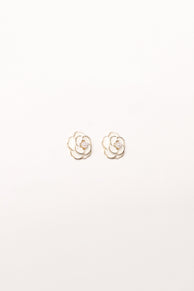 Petal and Pup USA ACCESSORIES Reina Flower Earrings - Gold White One Size