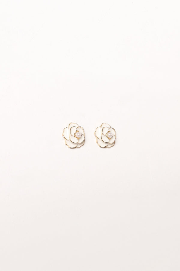 Petal and Pup USA ACCESSORIES Reina Flower Earrings - Gold White One Size