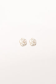 Petal and Pup USA ACCESSORIES Reina Flower Earrings - Gold White One Size