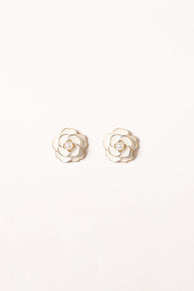 Petal and Pup USA ACCESSORIES Reina Flower Earrings - Gold White One Size