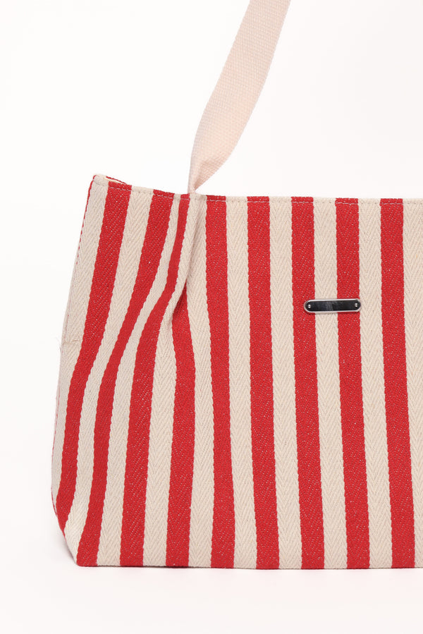 Petal and Pup USA ACCESSORIES Ruby Beach Bag - Red Stripe One Size