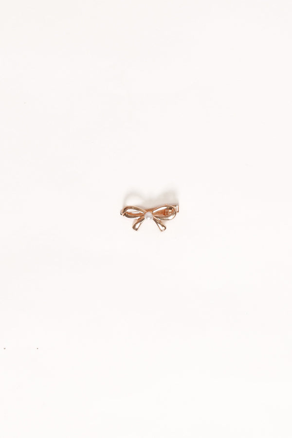 Petal and Pup USA ACCESSORIES Scout Bow Hair Clip - Gold/Pearl One Size