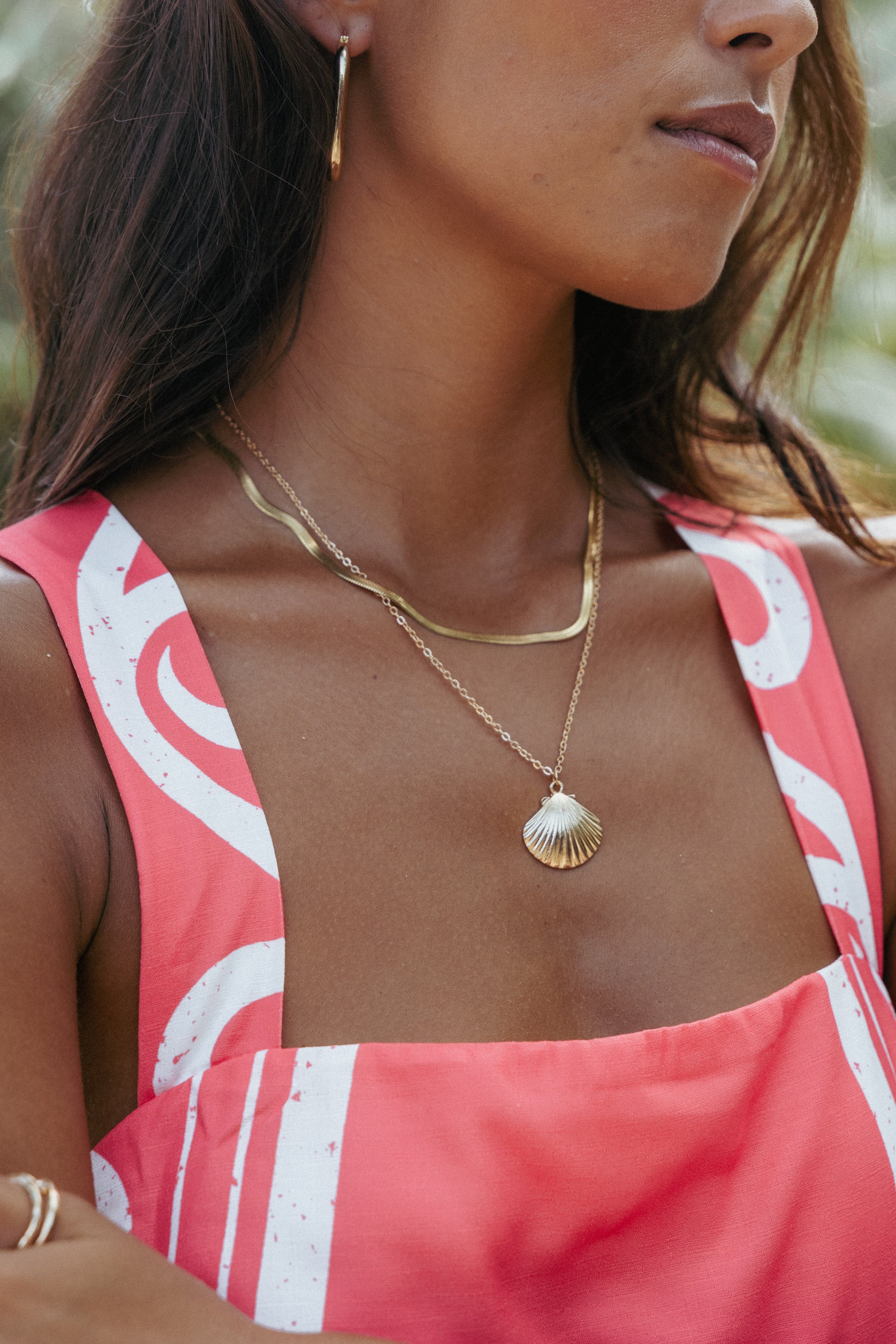 Petal and Pup USA ACCESSORIES Shell Necklace - Gold One Size