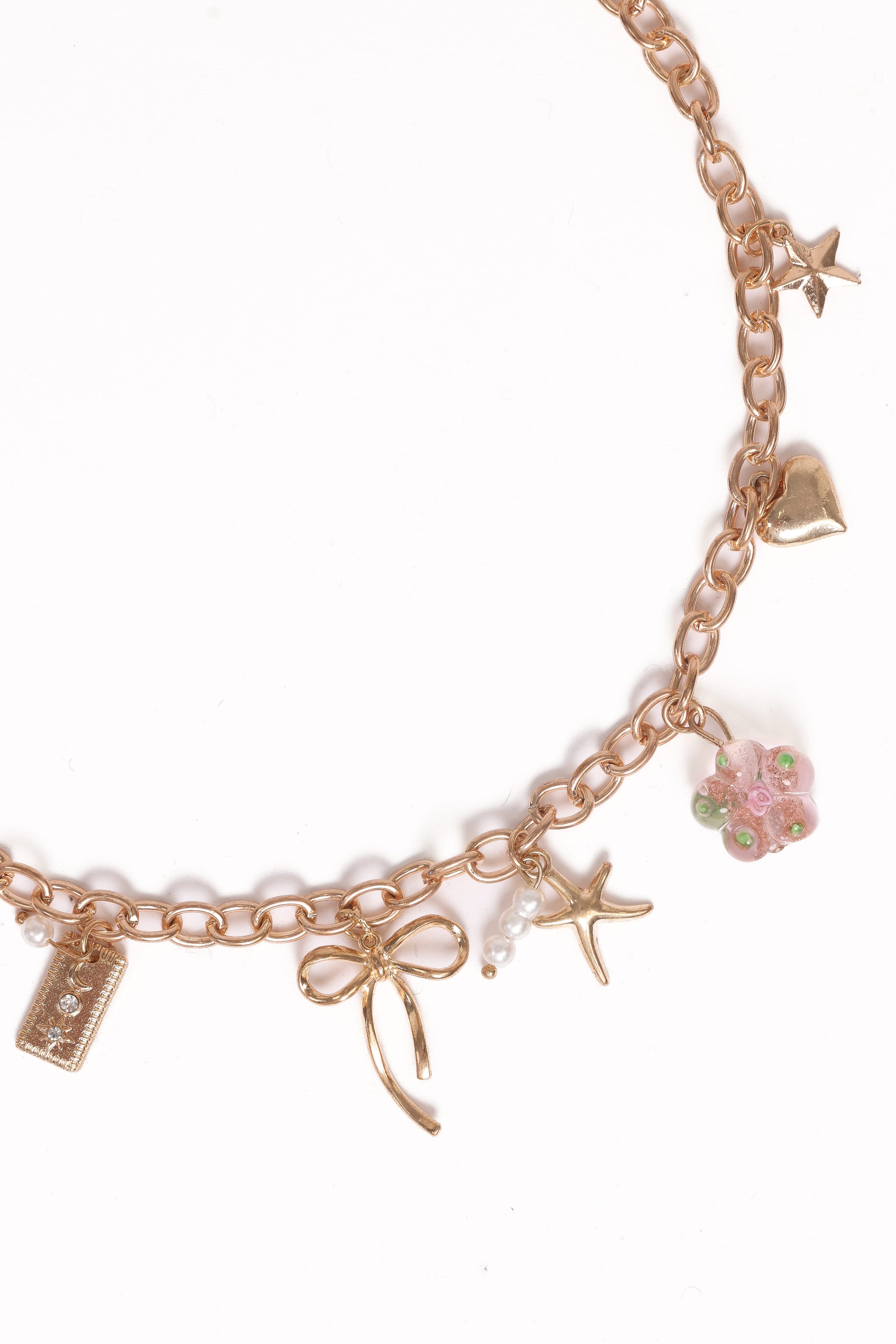 Petal and Pup USA ACCESSORIES Sienna Charm Necklace - Gold Pink One Size
