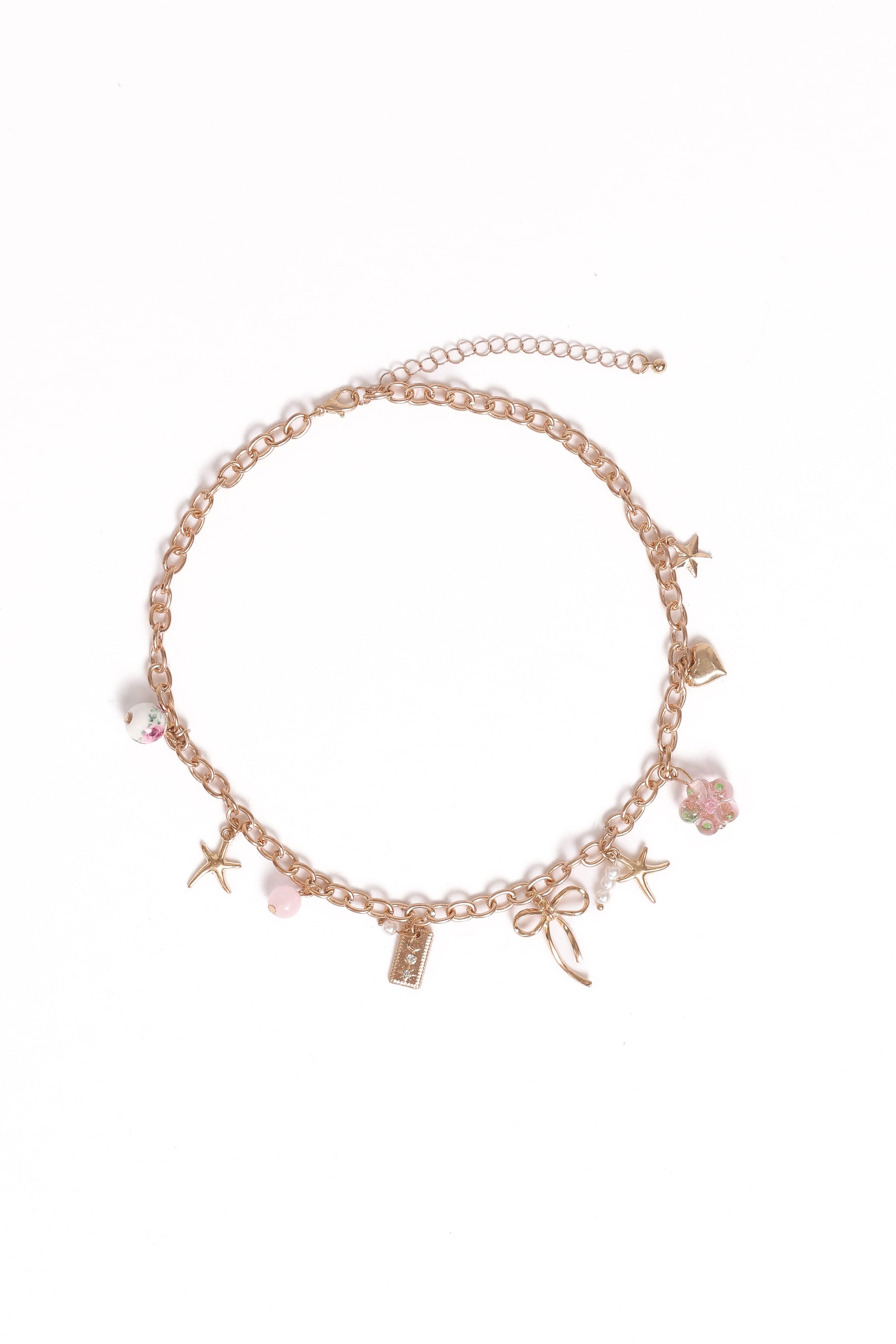 Petal and Pup USA ACCESSORIES Sienna Charm Necklace - Gold Pink One Size