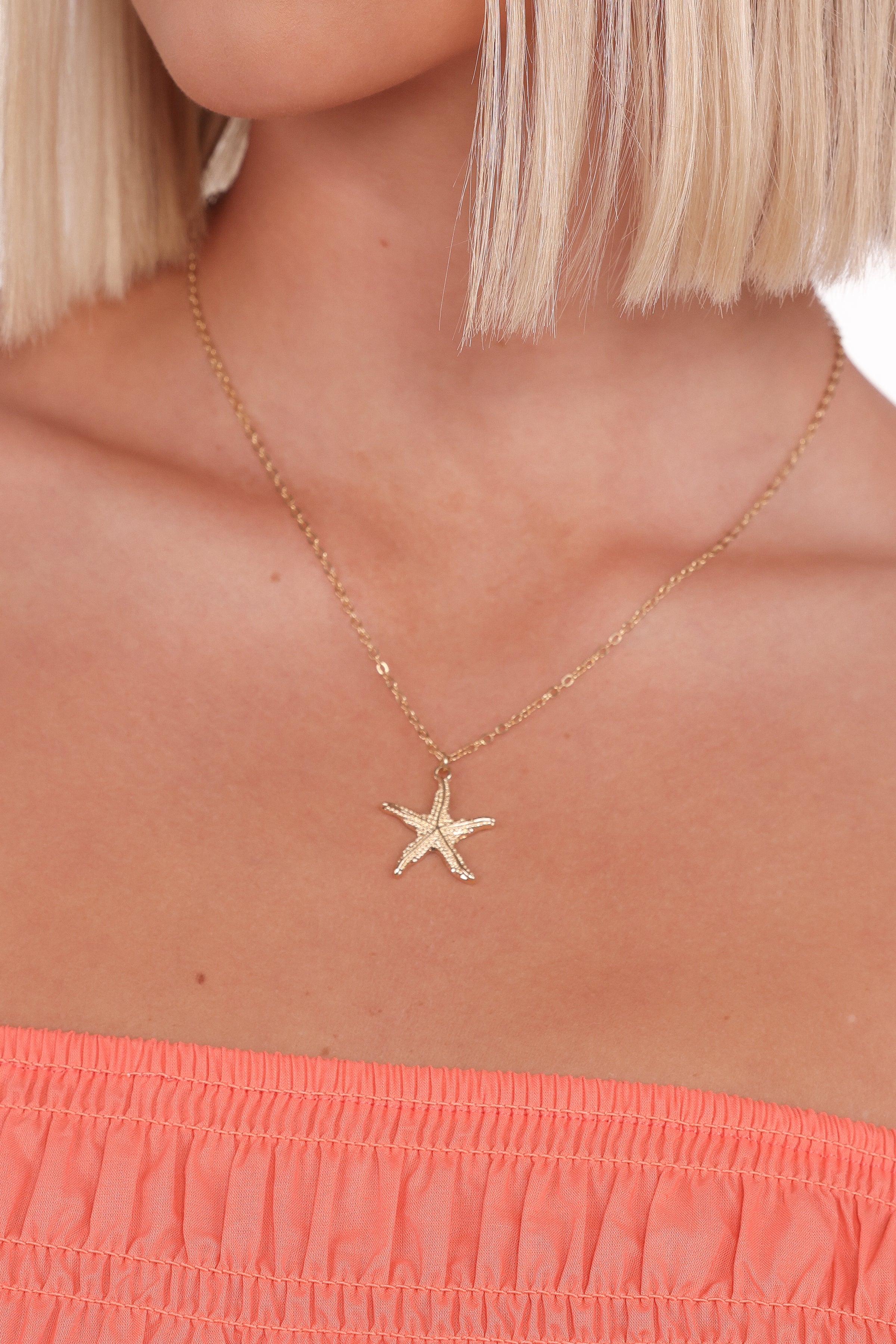 Petal and Pup USA ACCESSORIES Starfish Necklace - Gold One Size