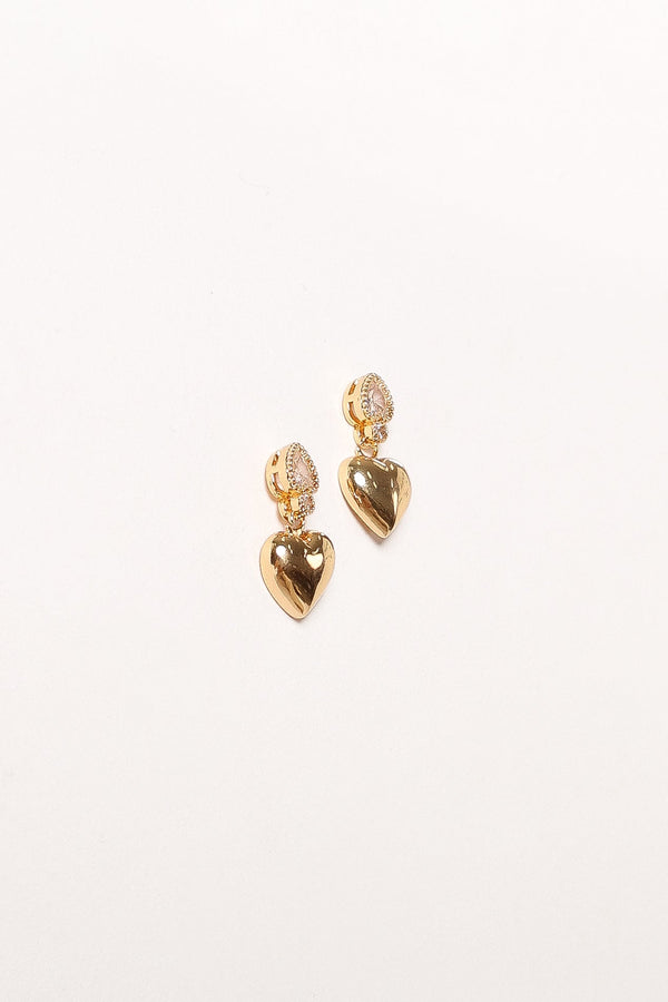 Petal and Pup USA ACCESSORIES Susan Heart Earrings - Gold One Size