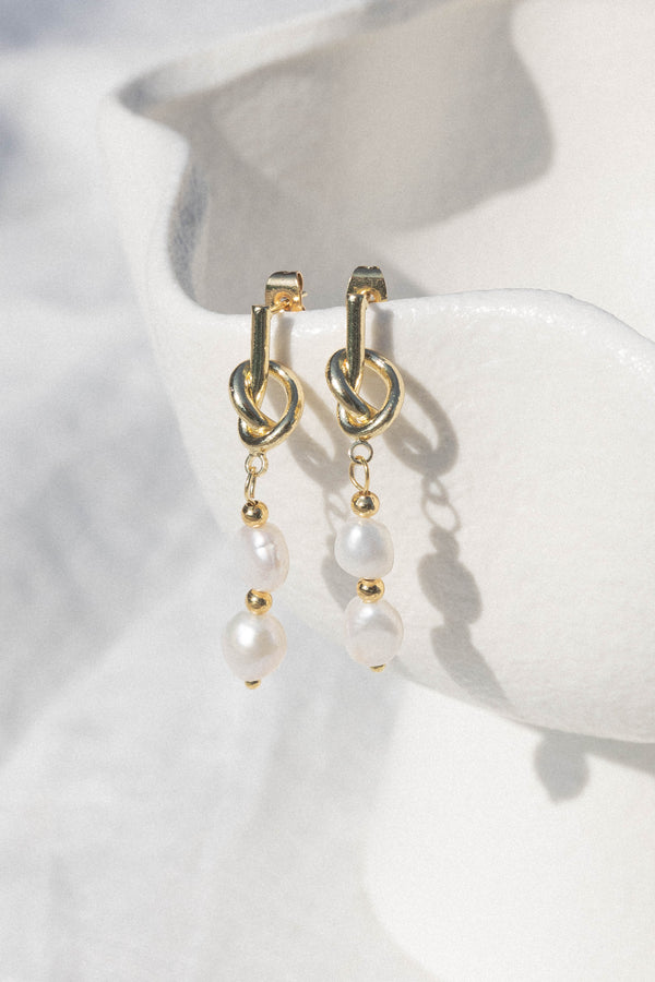 Petal and Pup USA ACCESSORIES Trixton Pearl Drop Earrings - Gold One Size