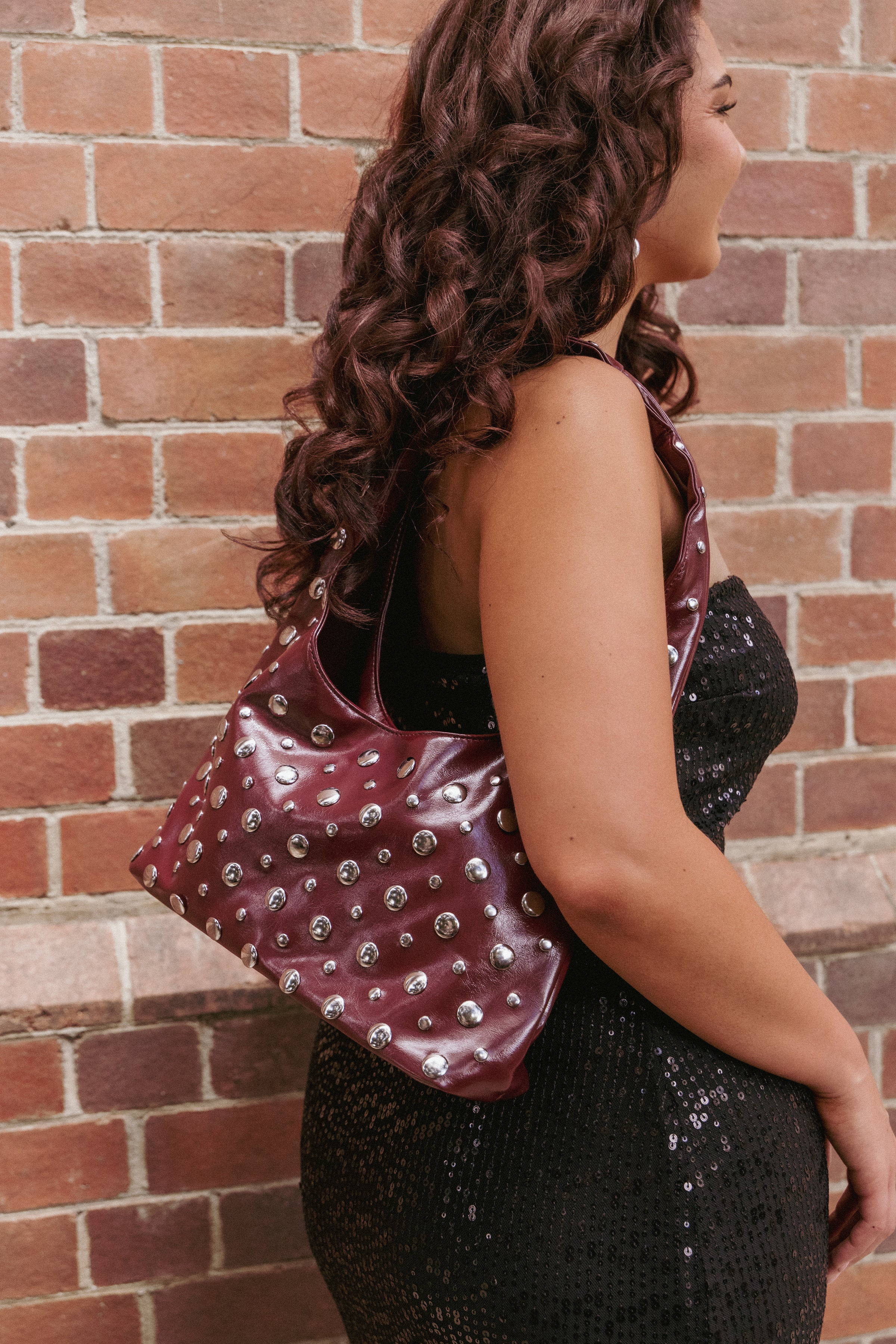 Petal and Pup USA ACCESSORIES Valerie Studded Bag - Red One Size