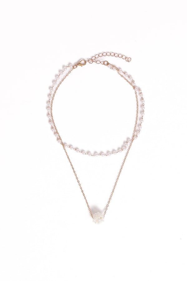 Petal and Pup USA ACCESSORIES Viola Necklace Set - Pearl/Gold One Size