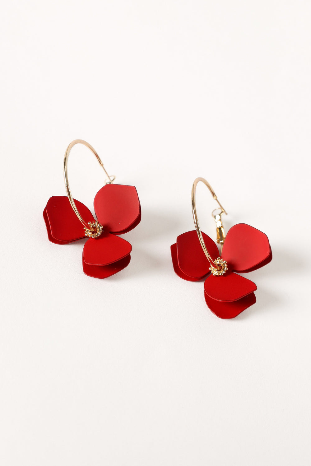 Petal and Pup USA ACCESSORIES Willow Flower Earrings - Gold Red One Size