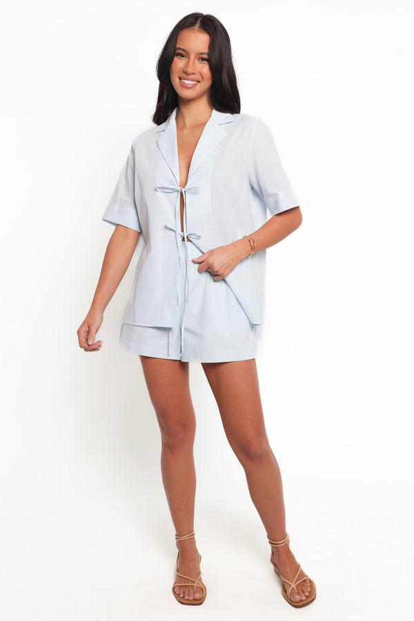 Petal and Pup USA BOTTOMS Aaliyah Cotton Shorts - Pale Blue (Hold for Rack)