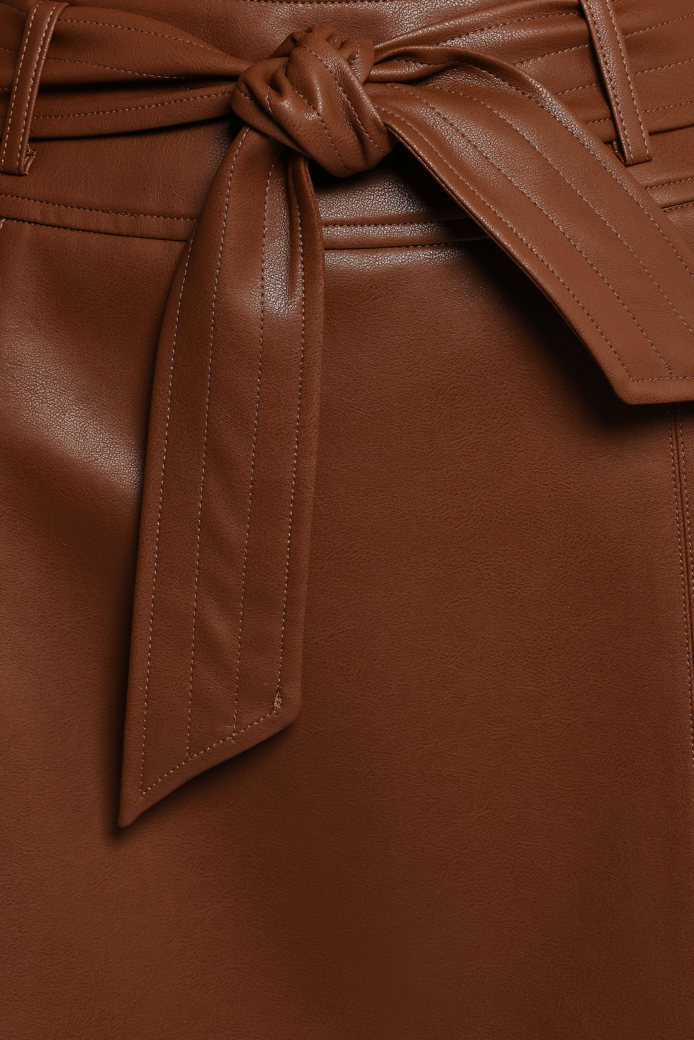 Petal and Pup USA BOTTOMS Adaline Faux Leather Midi Skirt - Brown