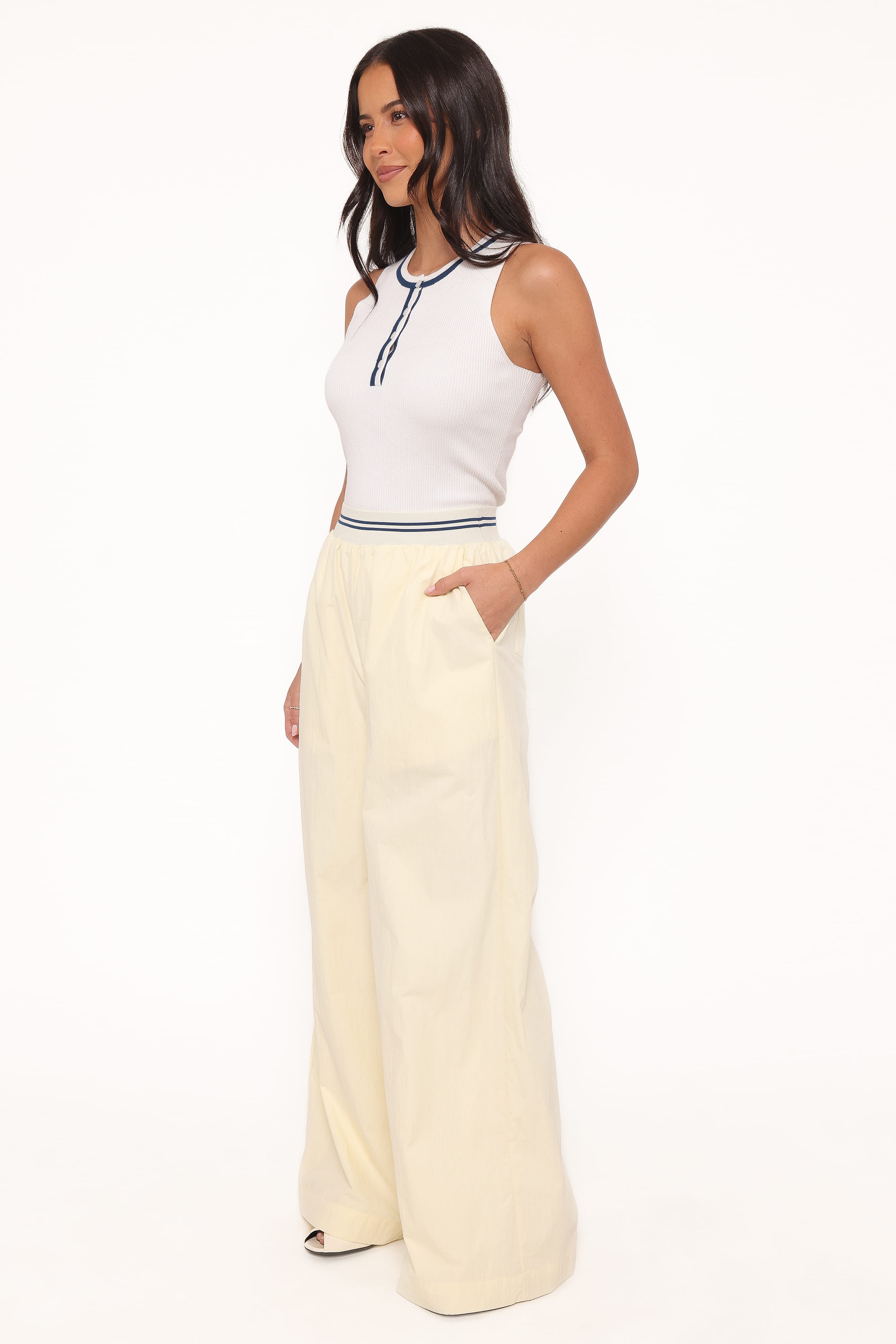 Petal and Pup USA BOTTOMS Adam Wide Leg Pant - Pale Yellow
