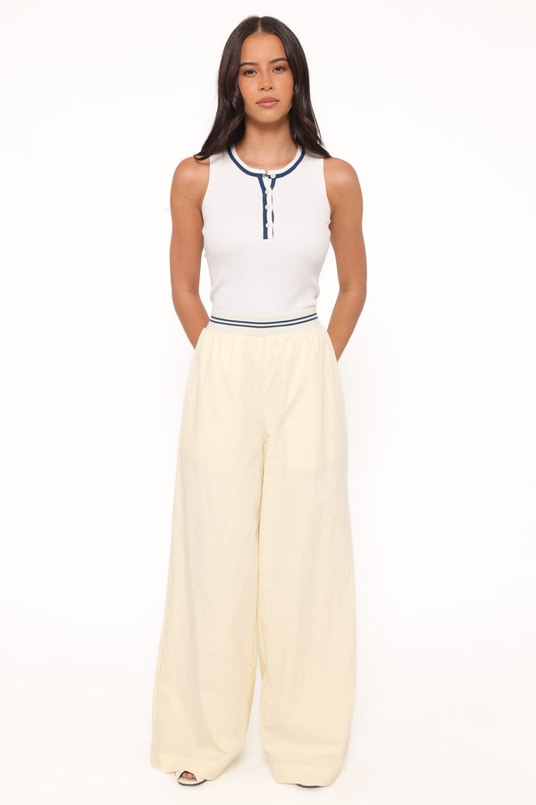 Petal and Pup USA BOTTOMS Adam Wide Leg Pant - Pale Yellow