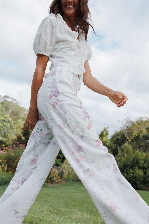 Petal and Pup USA BOTTOMS Adams Fitted Pant - Purple Floral