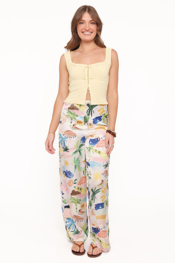 Petal and Pup USA BOTTOMS Alba Wide Leg Pant - Cream Resort Isle