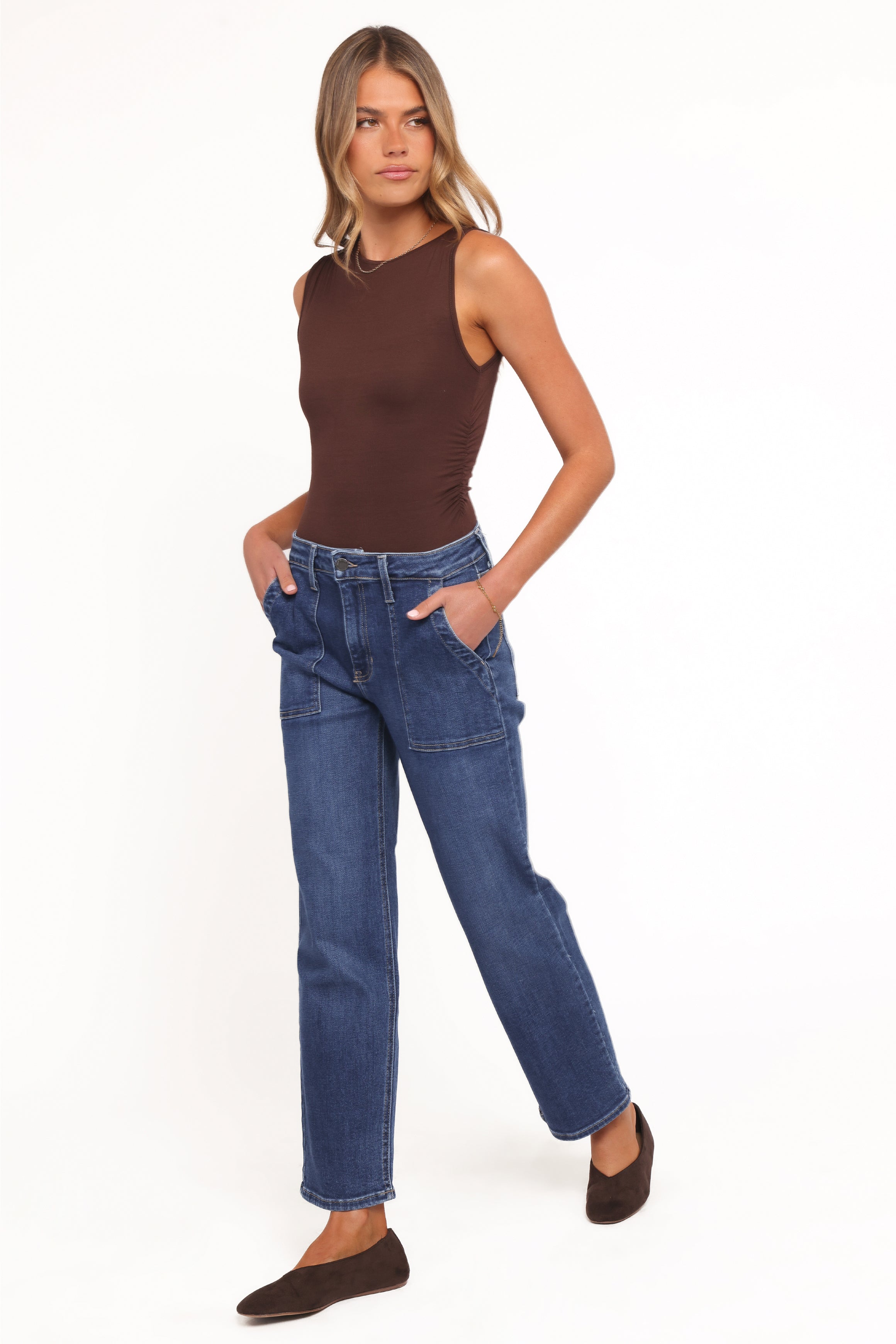 Petal and Pup USA BOTTOMS Amara Utility Pocket Straight Jean - Dark Wash