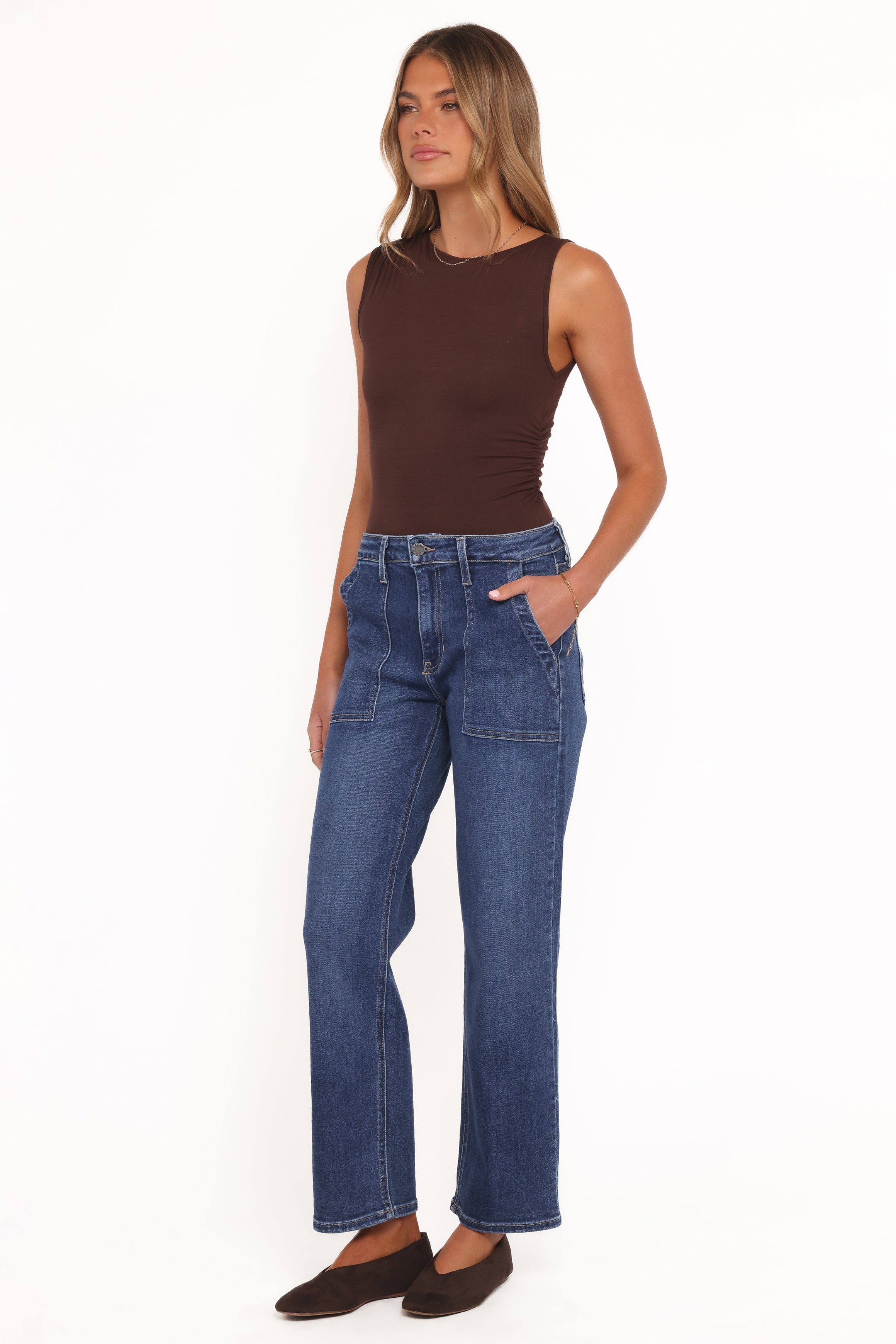 Petal and Pup USA BOTTOMS Amara Utility Pocket Straight Jean - Dark Wash