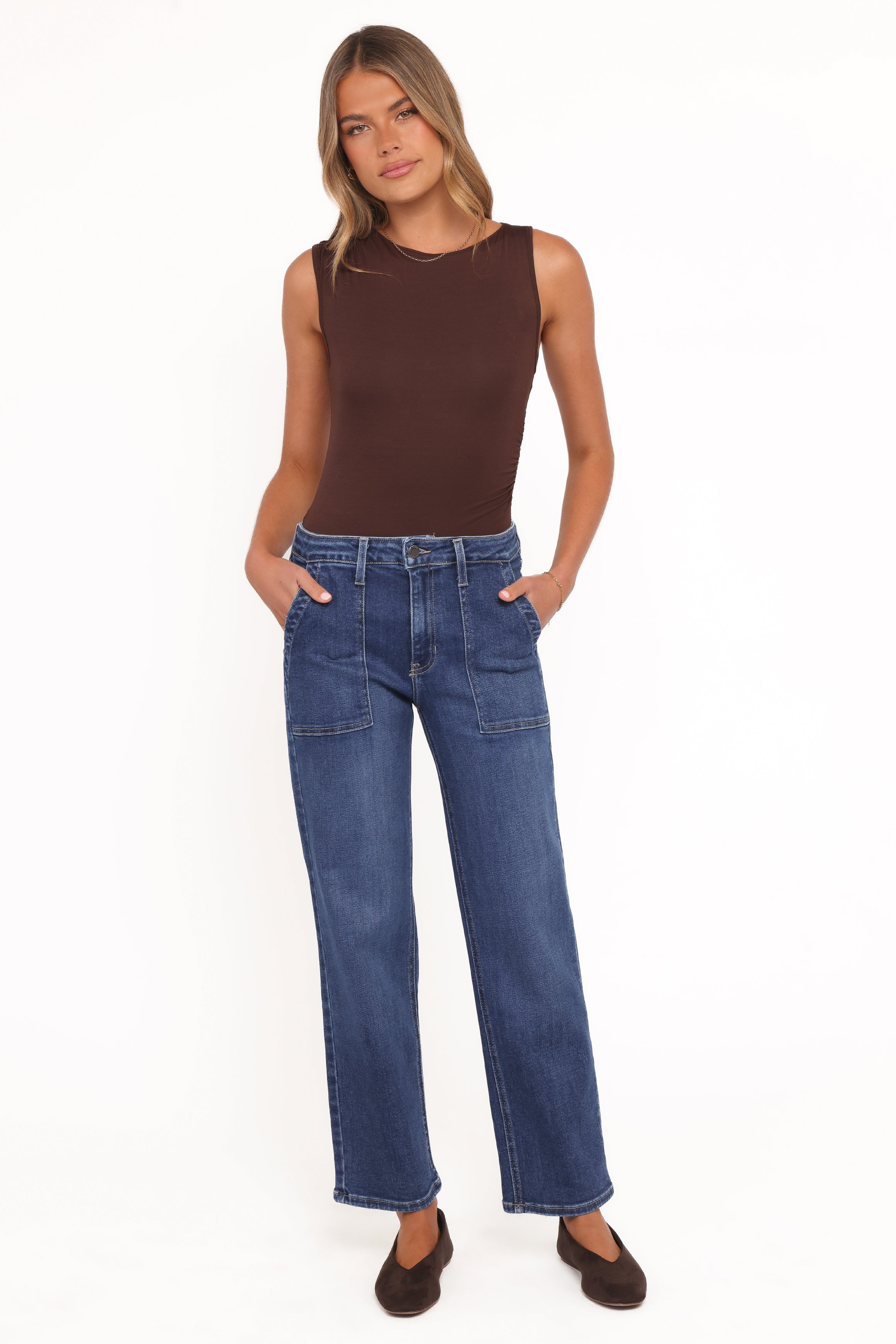 Petal and Pup USA BOTTOMS Amara Utility Pocket Straight Jean - Dark Wash