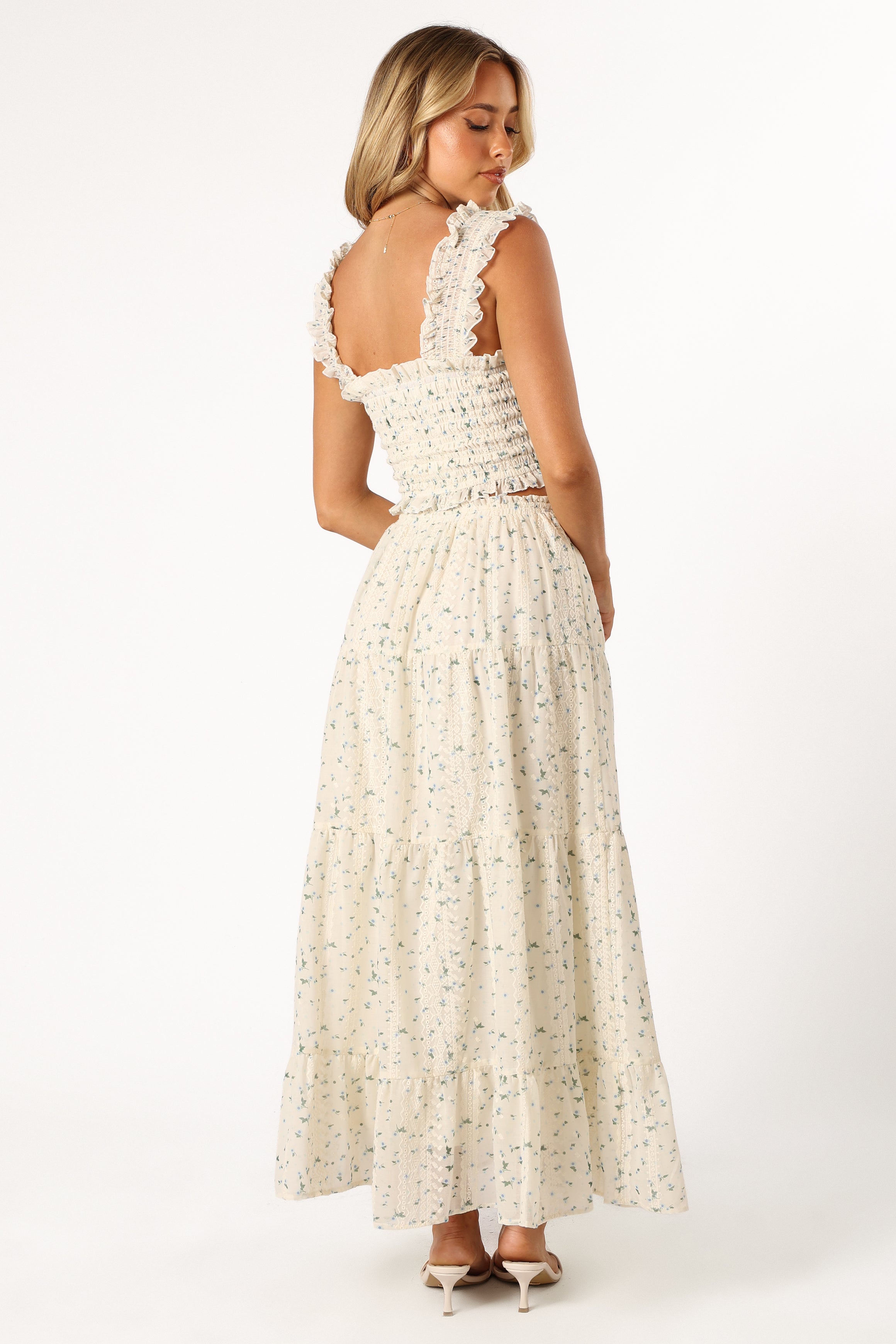 Petal and Pup USA BOTTOMS Amberlyn Maxi Skirt - Blue Floral