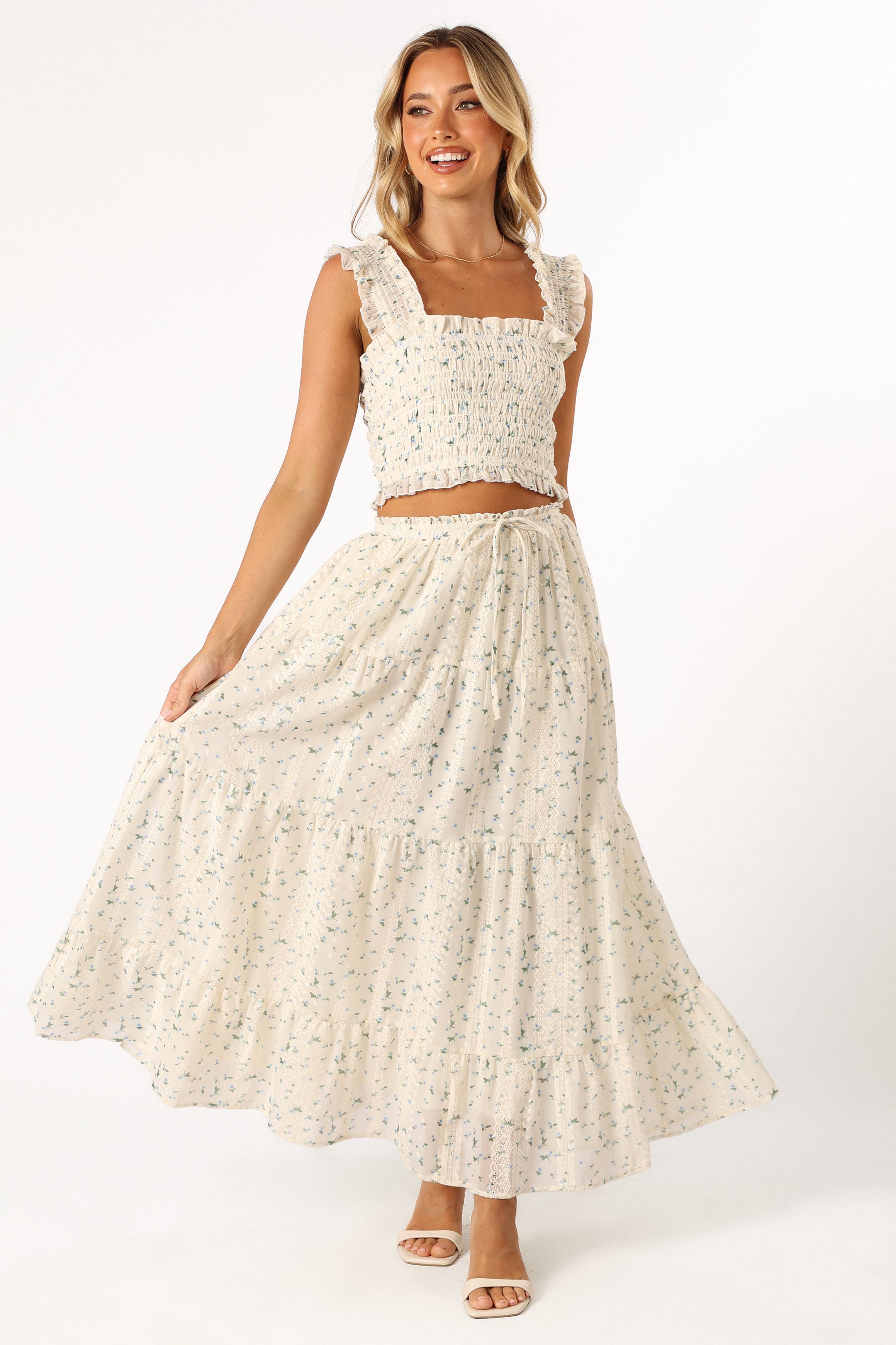 Petal and Pup USA BOTTOMS Amberlyn Maxi Skirt - Blue Floral