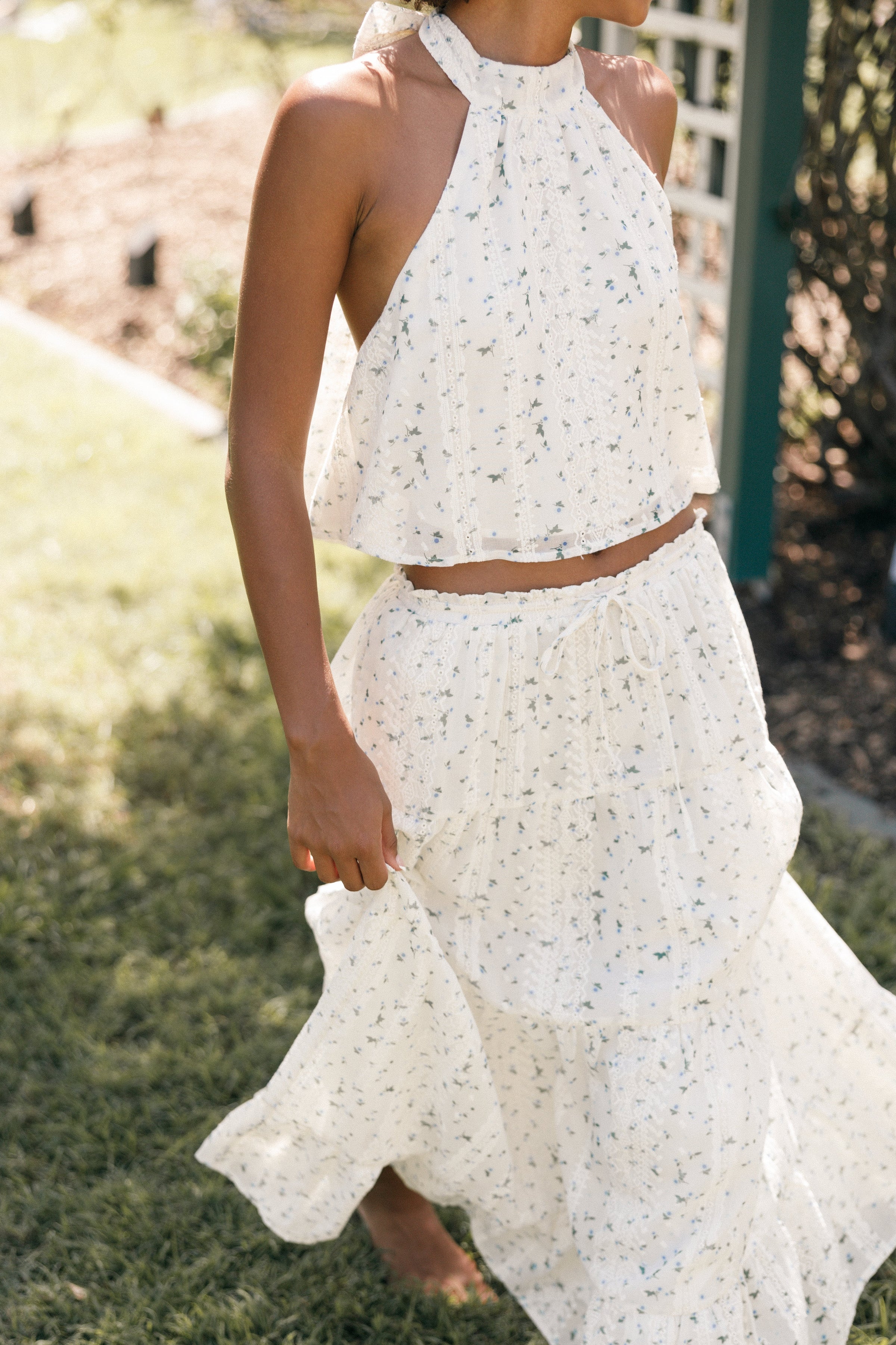 Petal and Pup USA BOTTOMS Amberlyn Maxi Skirt - Blue Floral
