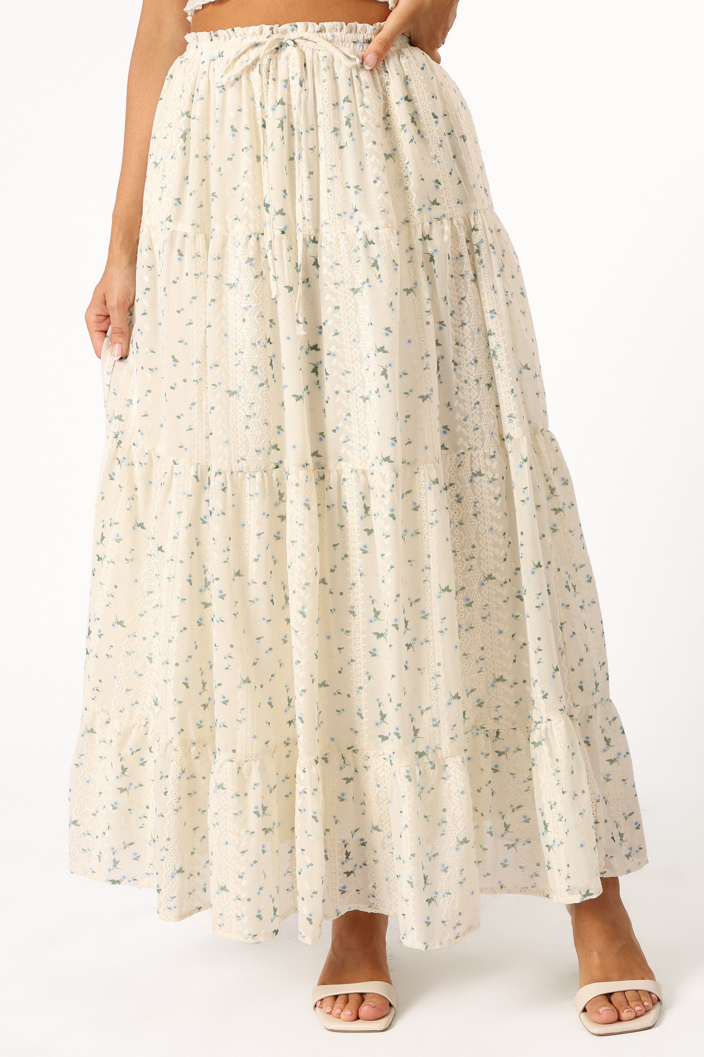 Petal and Pup USA BOTTOMS Amberlyn Maxi Skirt - Blue Floral