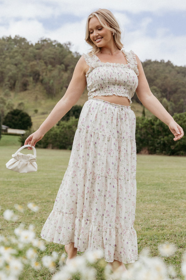 Petal and Pup USA BOTTOMS Amberlyn Maxi Skirt - Pink Floral