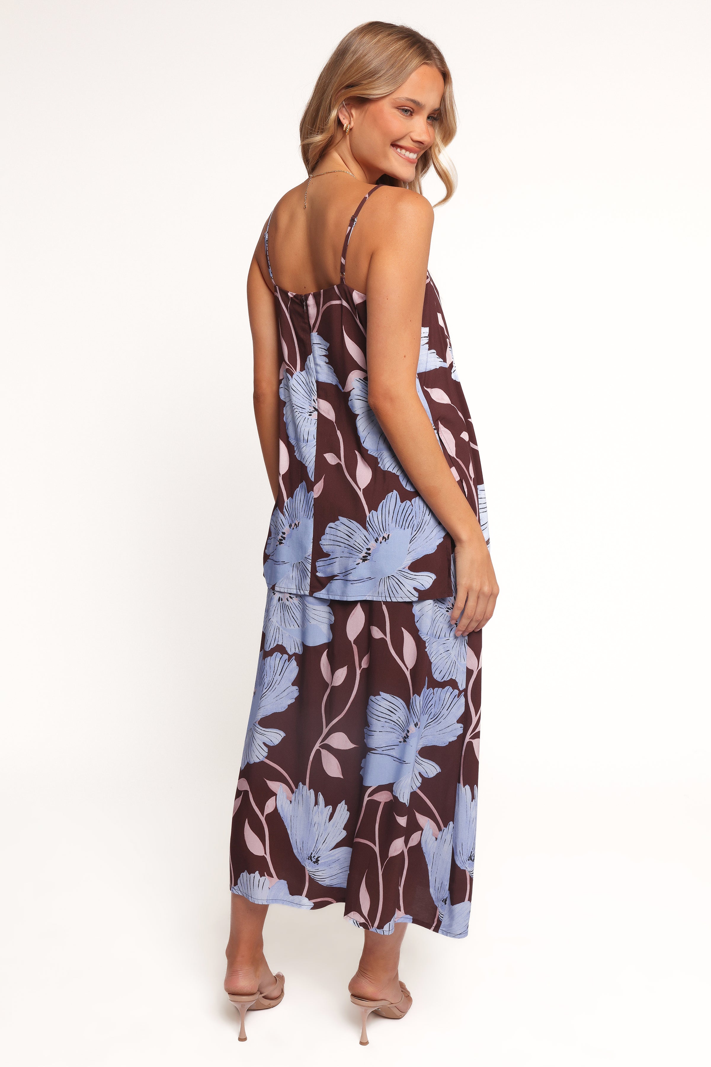 Petal and Pup USA BOTTOMS Angie Midi Skirt - Blue Poppies