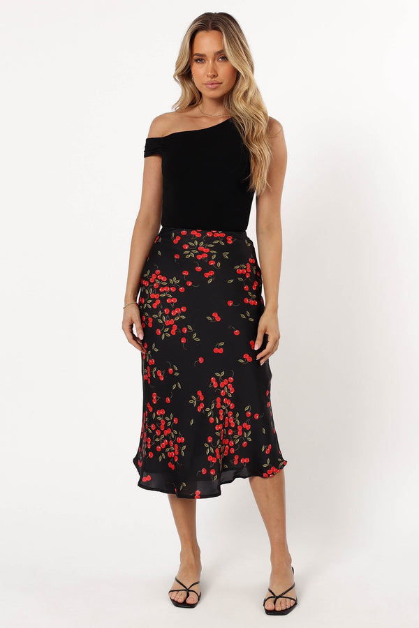 Petal and Pup USA BOTTOMS Annia Midi Skirt - Cherry