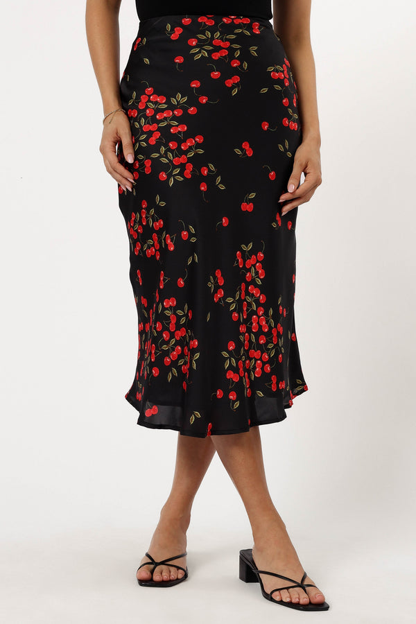 Petal and Pup USA BOTTOMS Annia Midi Skirt - Cherry