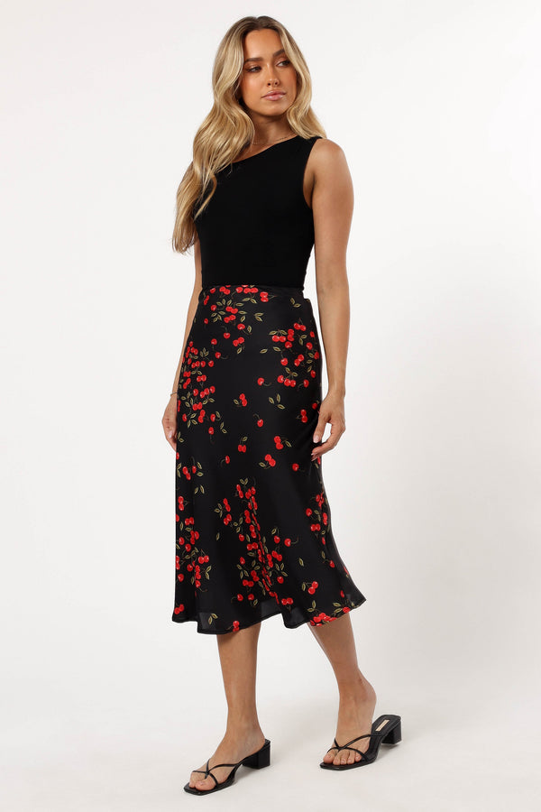 Petal and Pup USA BOTTOMS Annia Midi Skirt - Cherry