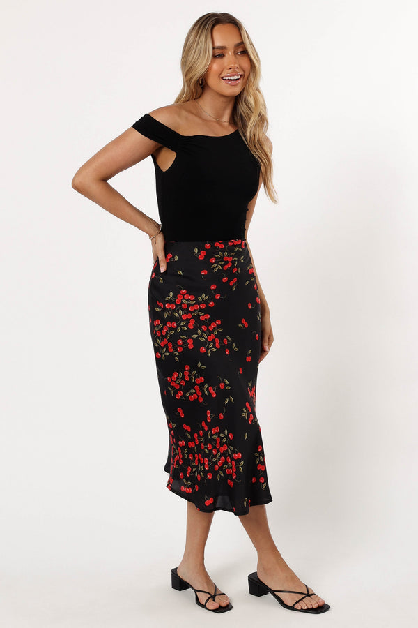 Petal and Pup USA BOTTOMS Annia Midi Skirt - Cherry