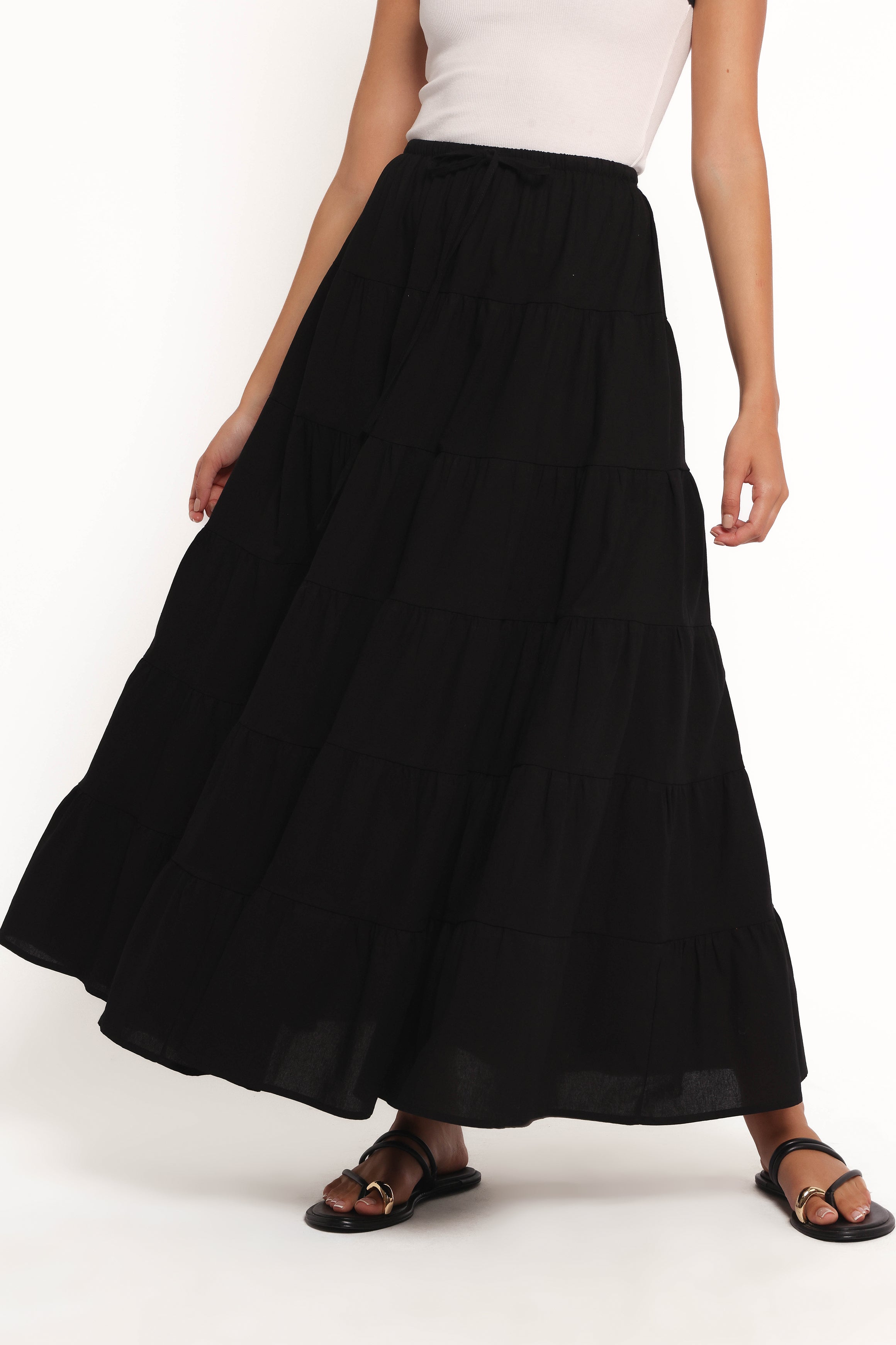 Petal and Pup USA BOTTOMS Archy Tiered Maxi Skirt - Black