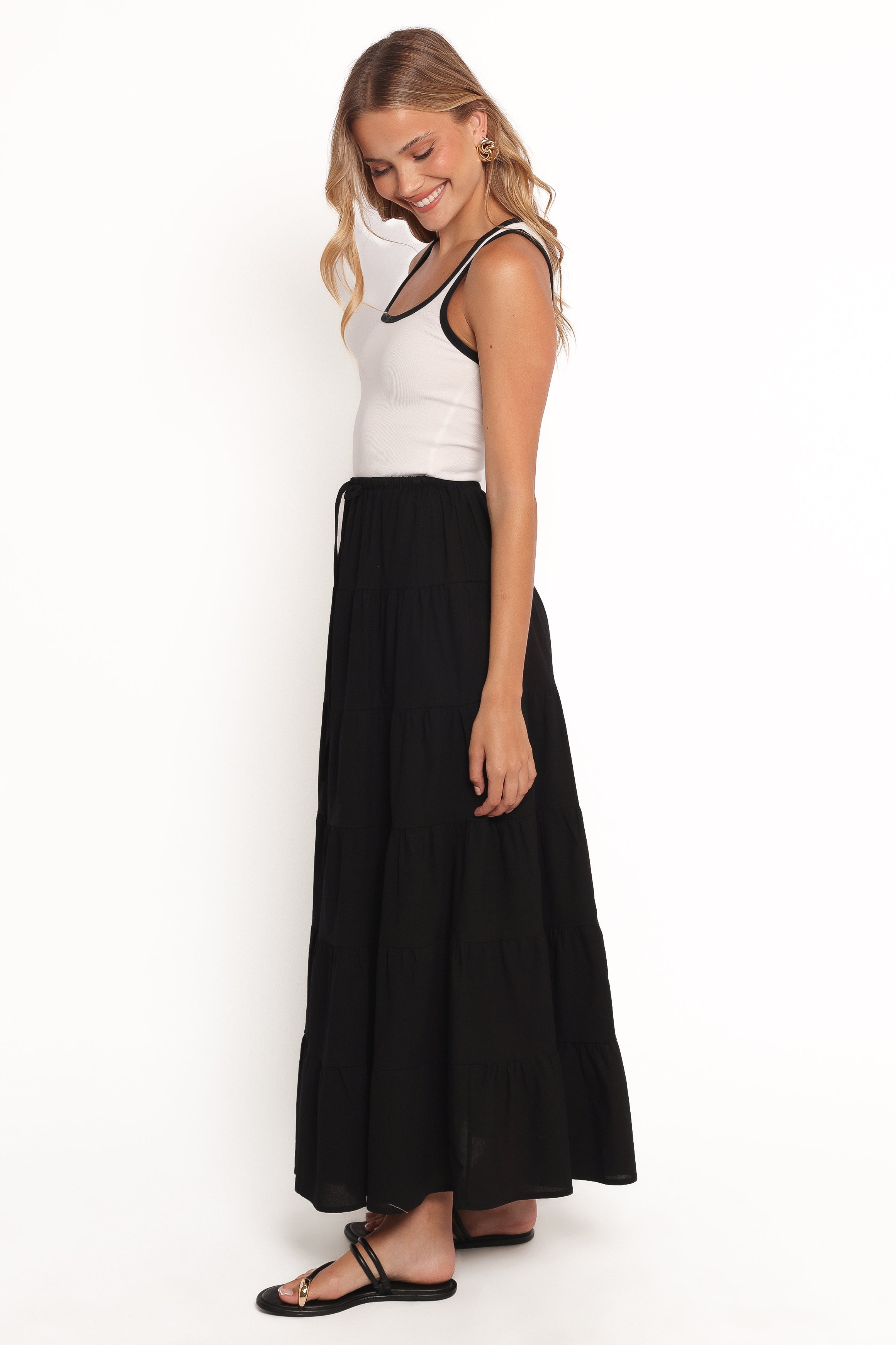 Petal and Pup USA BOTTOMS Archy Tiered Maxi Skirt - Black