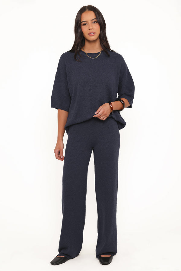 Petal and Pup USA BOTTOMS Ashby Knit Pant - Navy
